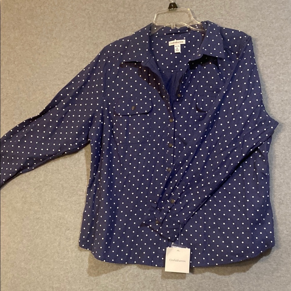 Croft & Barrow Blue Polka Dot Blouse